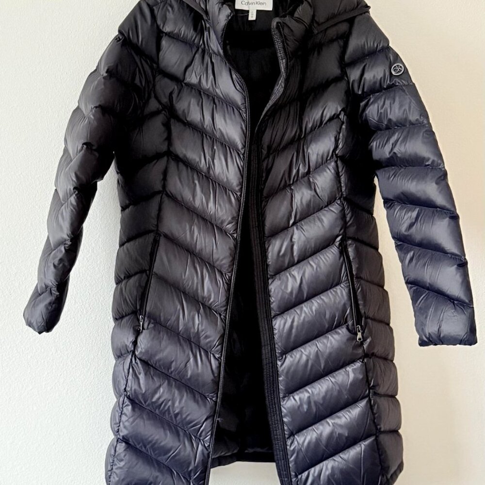 Calvin Klein Black Lightweight Down Hooded Puffer Jacket Coat Women's Size L NWO - Picture 11 of 11